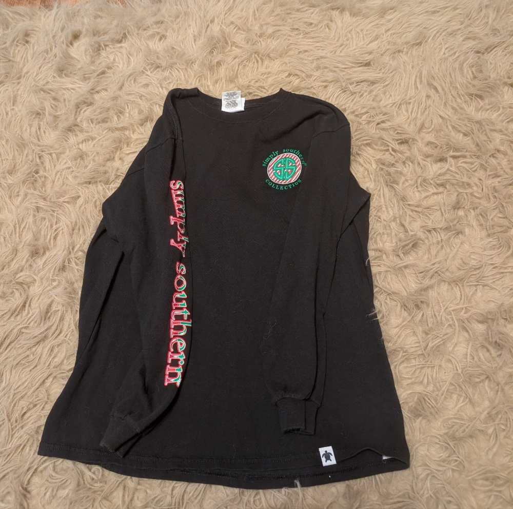 Simply Southern Black and Red Kids Long Sleeve Tee